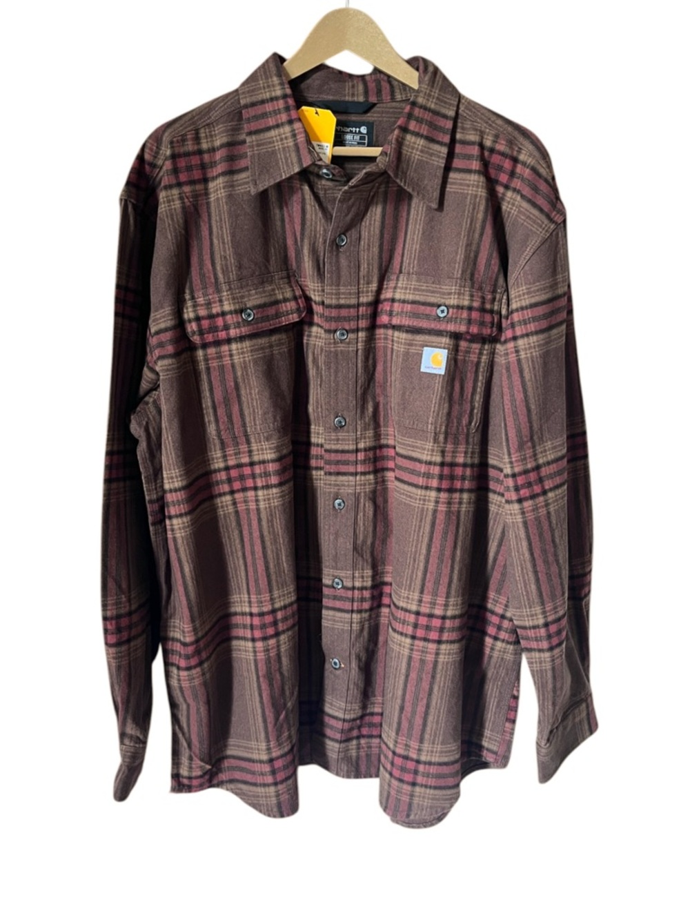 Carhartt Loose Fit Heavyweight Flannel Plaid Shirt XL Brown Multi Color NWT